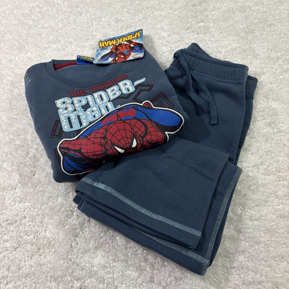 The Amazing Spider Man Blue sweat suit For Boys Size 10 - Picture 1 of 10